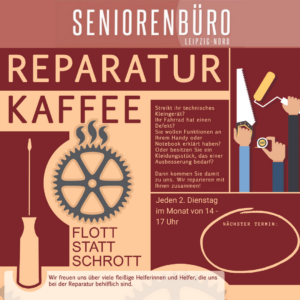 Reparatur-Kaffee im Seniorenbüro Leipzig-Nord: Muss der Toaster oder das Fahrrad repariert werden? Habt Ihr das Internet kaputt gemacht?